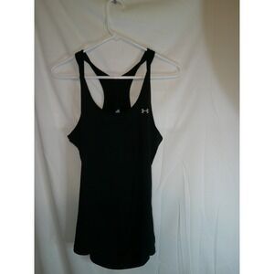 Under Armour HeatGear Fitted Tank Top‎ Black Racerback Workout Athletic Womens